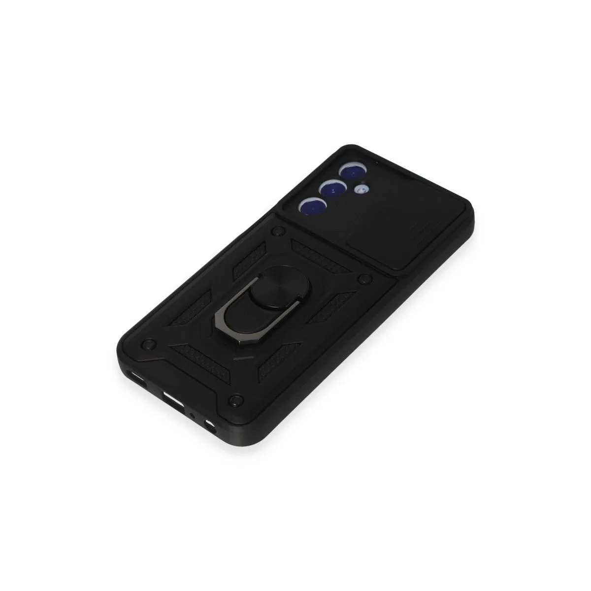 Samsung Galaxy M34 5g Kılıf Pars Lens Yüzüklü Silikon - Siyah