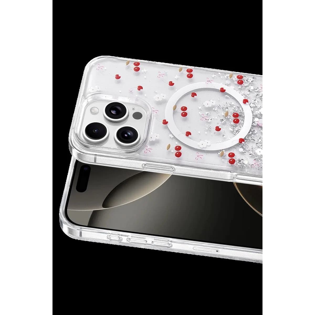 Onegif Apple İphone 16 Pro Max Misk Simli Magsafe Kapak - Desen 5