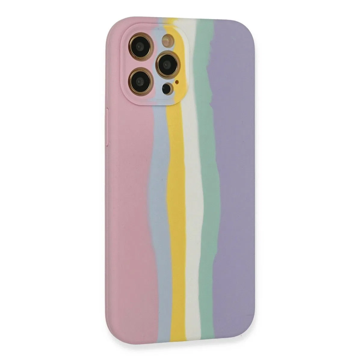 Apple İphone 12 Pro Max Kılıf Ebruli Lansman Silikon - Pembe-lila