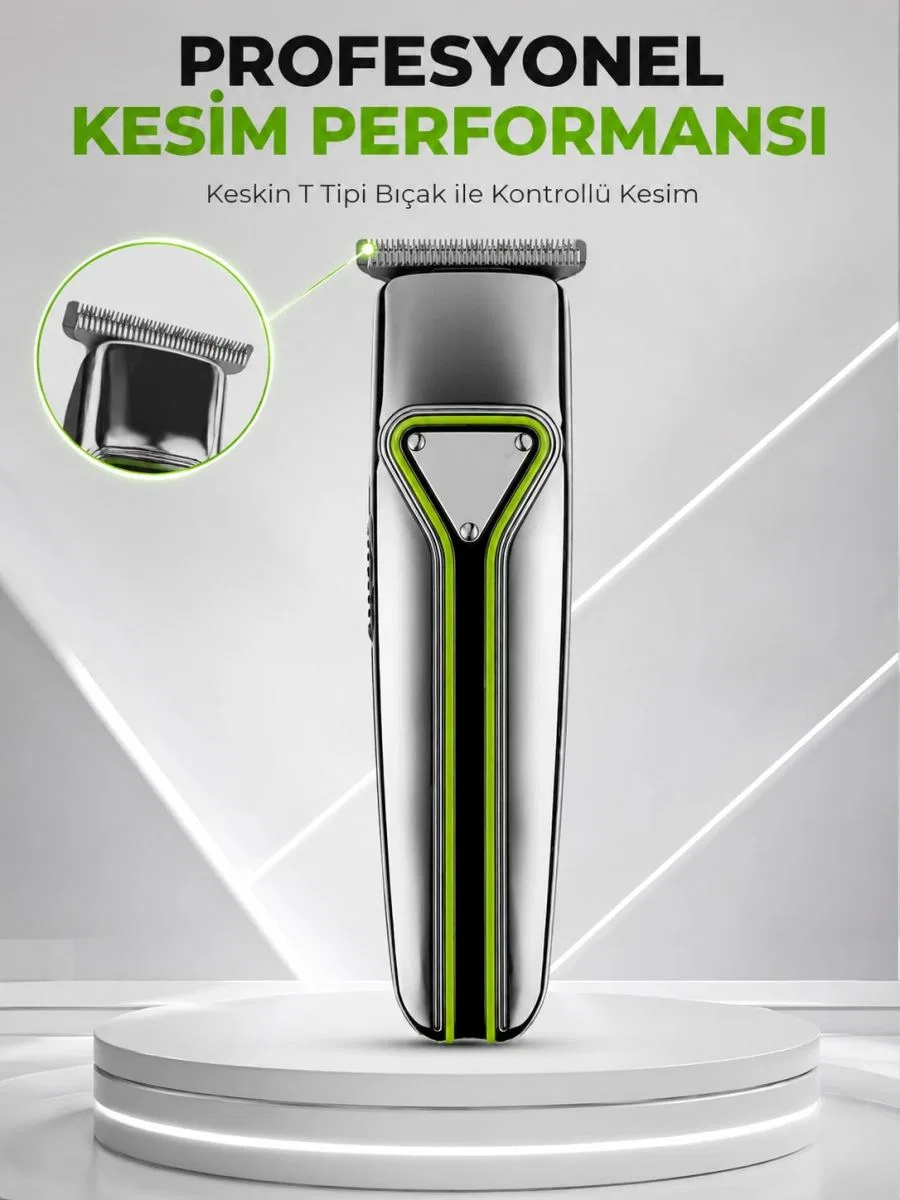 Şarjlı Saç Sakal Tıraş Makinesi T Başlıklı 1 2 3 Mm Taraklı Kablolu Ve Kablosuz Kullanım