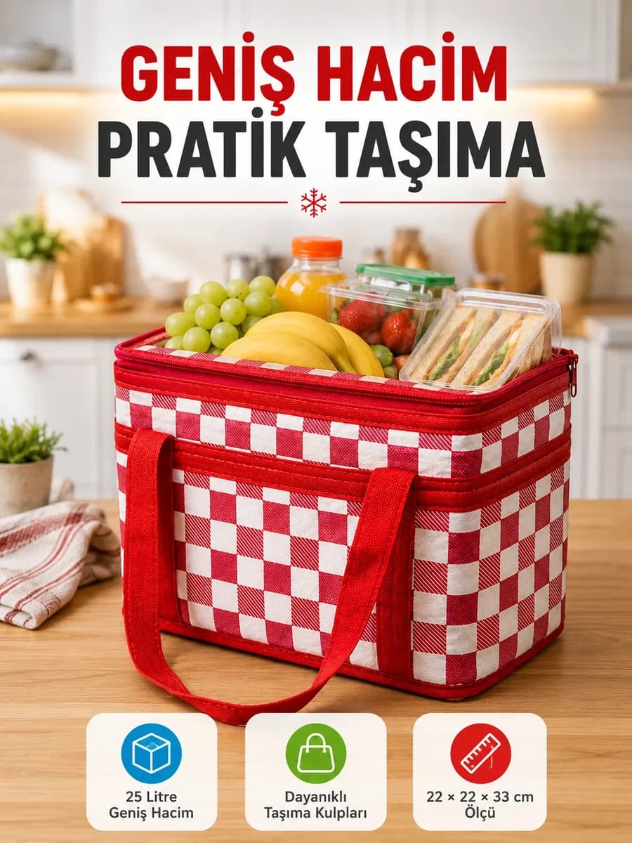 Isı Yalıtımlı Termos Piknik Çantası Geniş Hacimli Soğuk ve Sıcak Taşıma Çantası