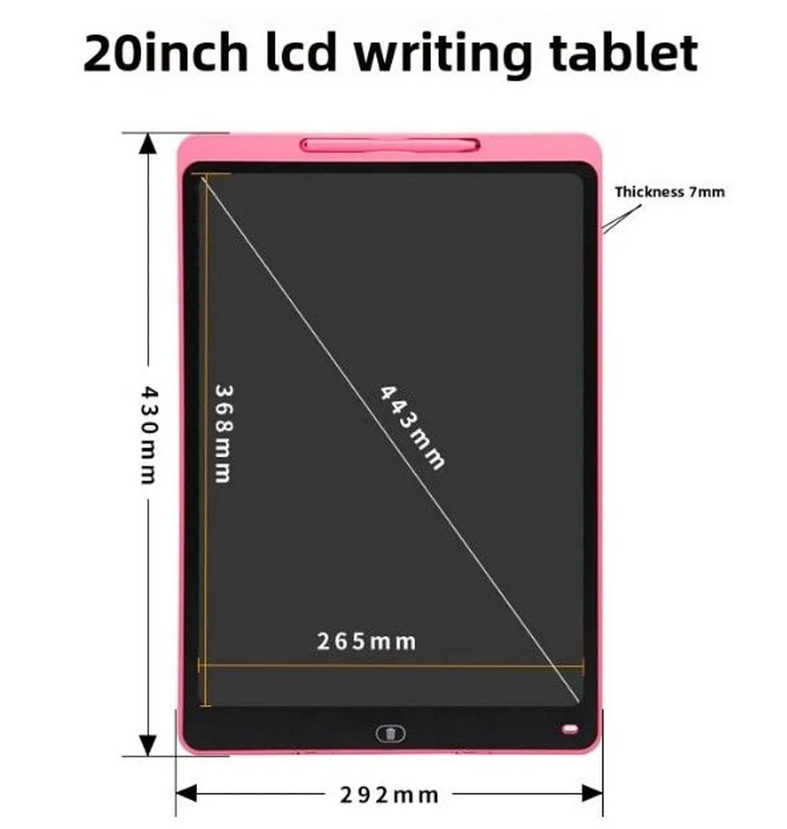 20 Inc Renkli Lcd Grafik Dijital Kalemli Çizim Tableti Yazı Tahta Not Yazma Eğitim Tableti Siyah