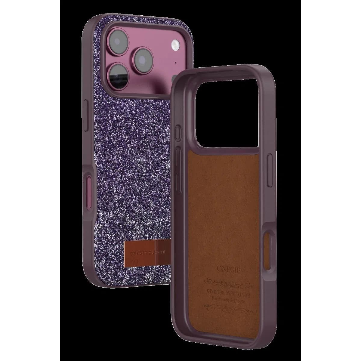 Onegif Apple İphone 18 Pro Bright Simli Kapak - Bordo