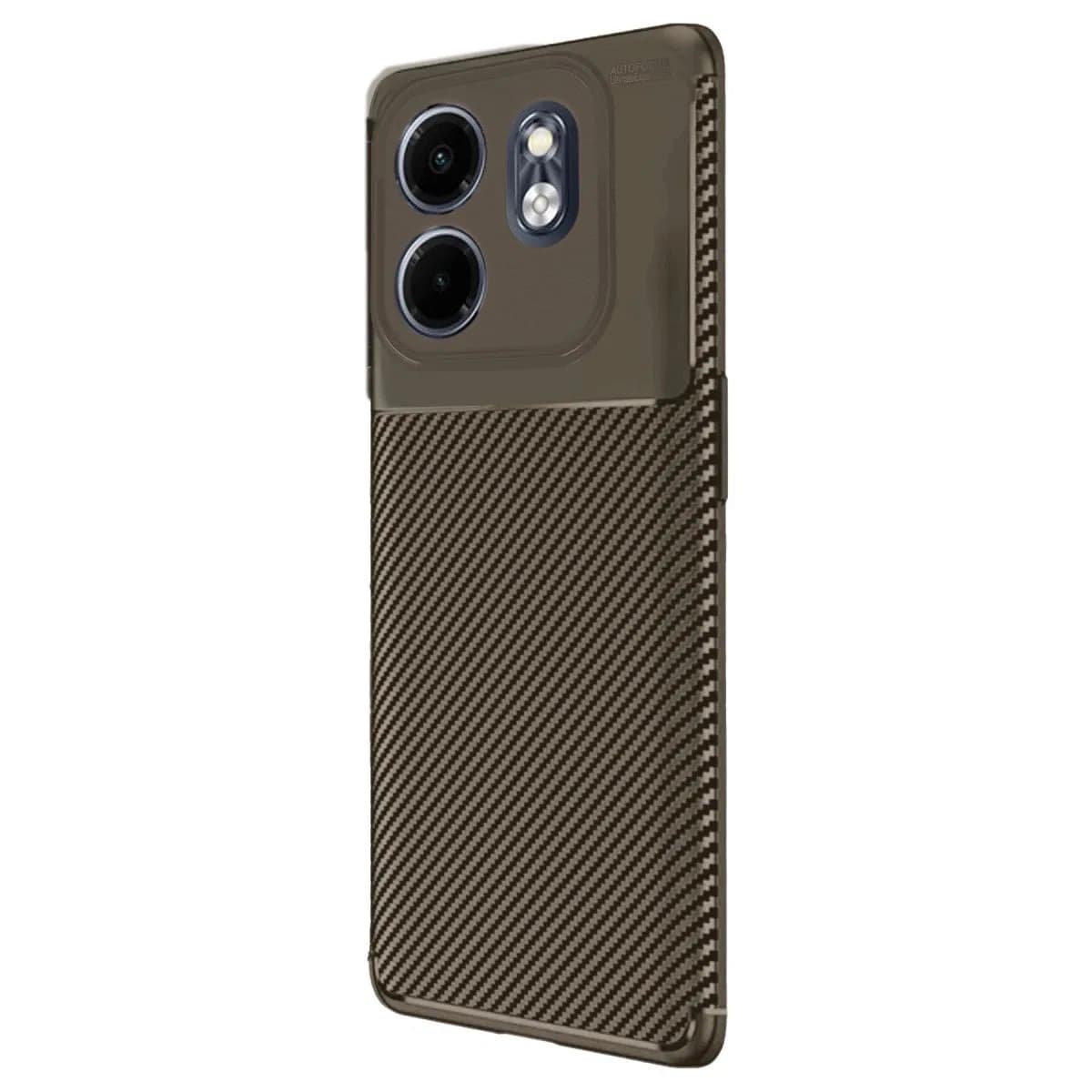 İnfinix Smart 9 Kılıf Auto Focus Karbon Kapak - Kahverengi