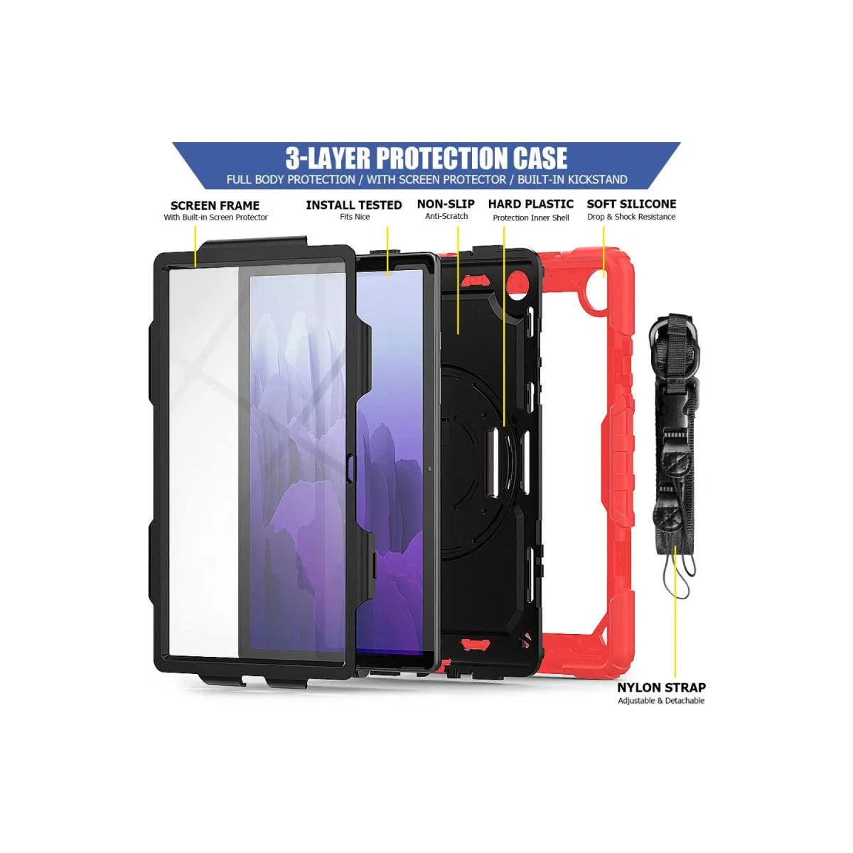 Samsung Galaxy T500 Tab A7 10. 4 Kılıf Pars Tablet Kapak - Kırmızı