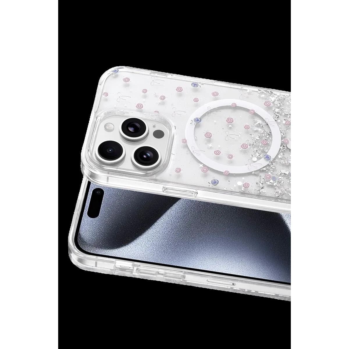 Onegif Apple İphone 14 Pro Max Misk Simli Magsafe Kapak - Desen 1