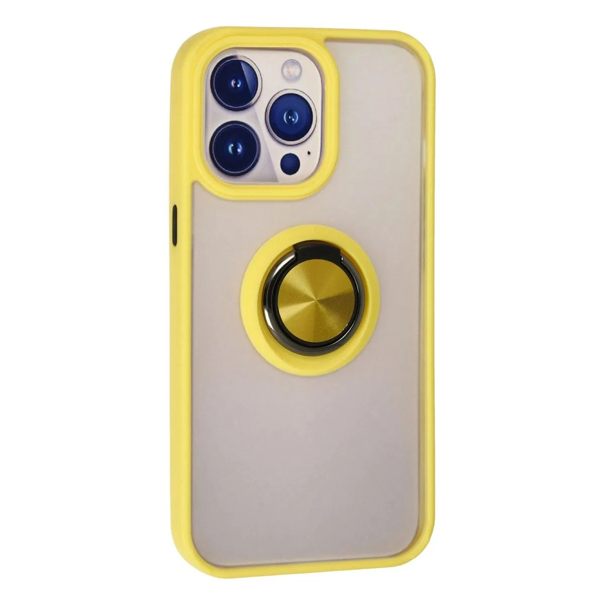 Apple İphone 15 Pro Max Kılıf Montreal Yüzüklü Silikon Kapak - Sarı
