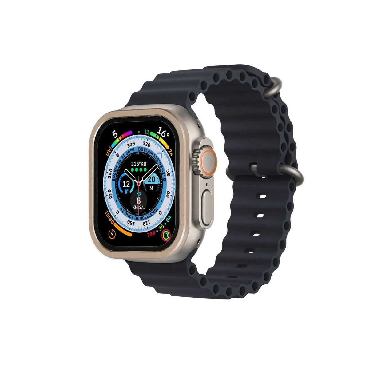 Apple Watch Ultra 49mm Alüminyum Kasa Cam Ekran Koruyucu - Gold