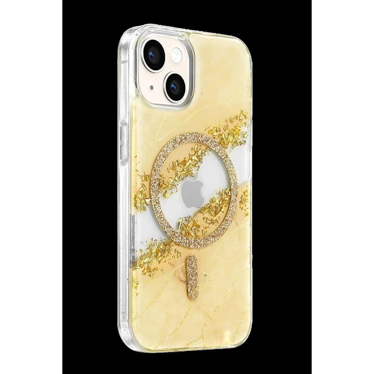 Onegif Apple İphone 14 Lotus Simli Magsafe Kapak - Gümüş