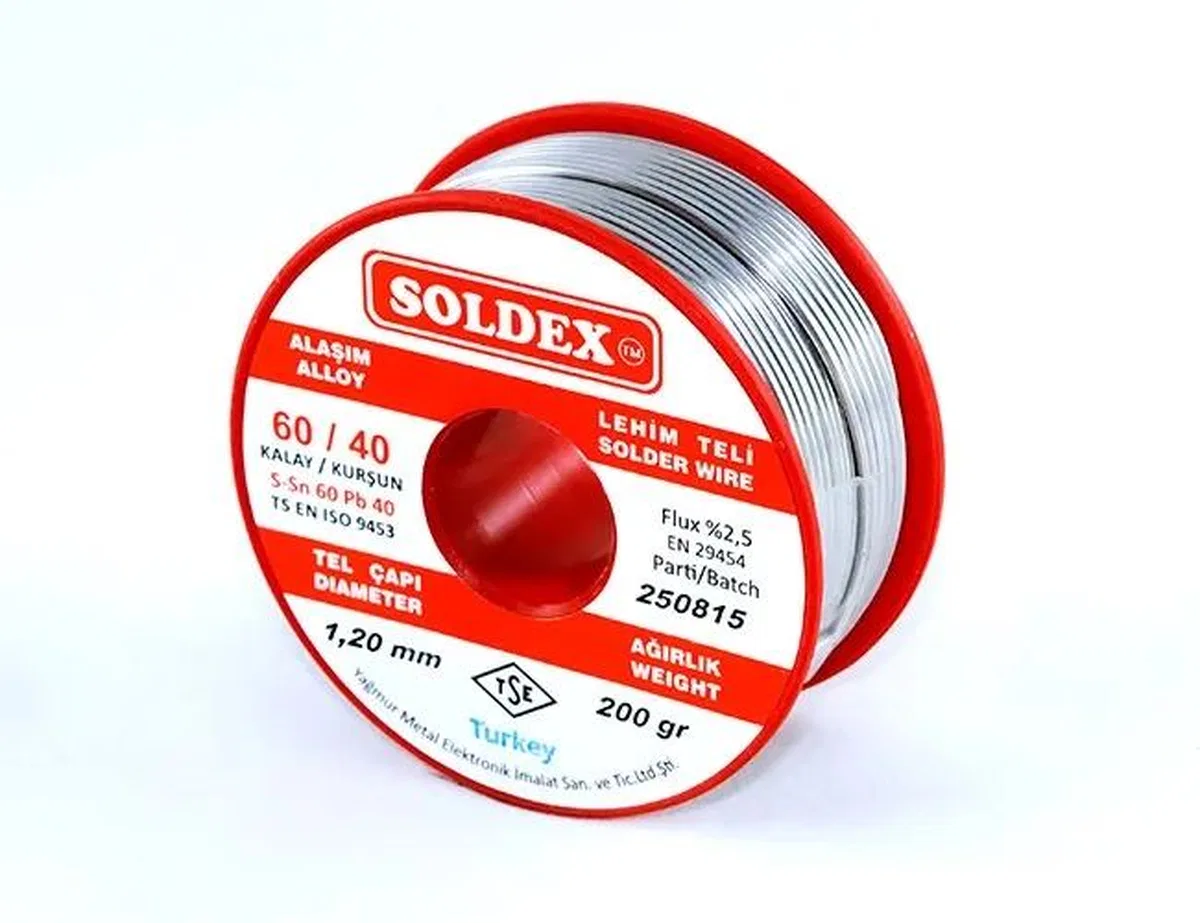 60-40 Lehim Teli 200 Gr 1, 2 Mm - Sn: 60 / Pb: 40