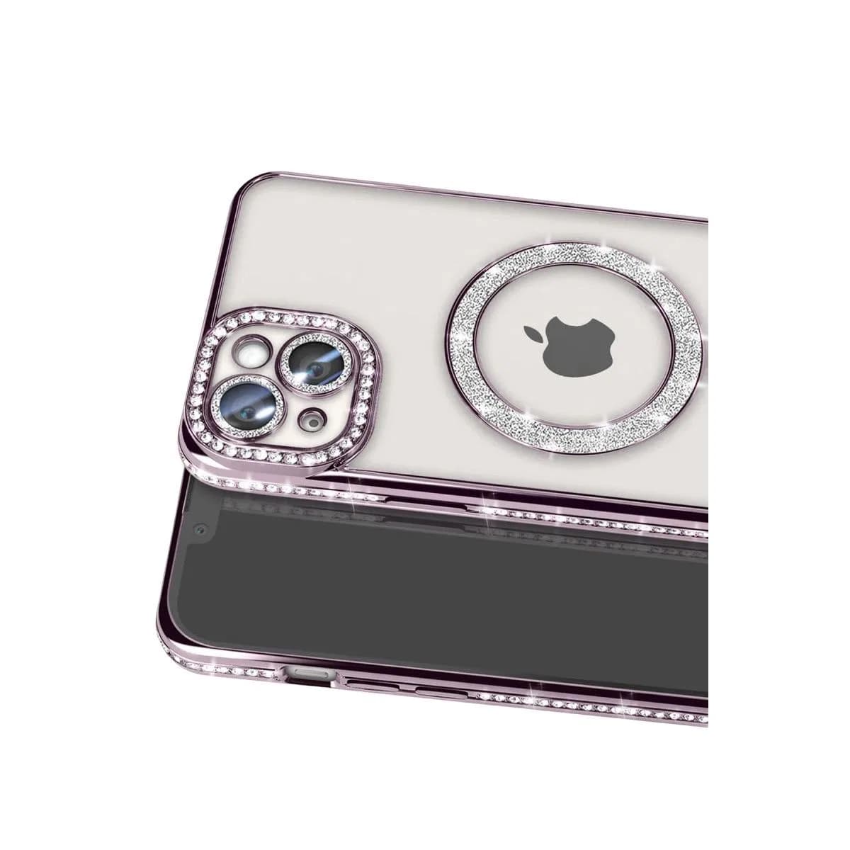 Apple İphone 15 Kılıf Joke Simli Magneticsafe Kılıf - Derin Mor