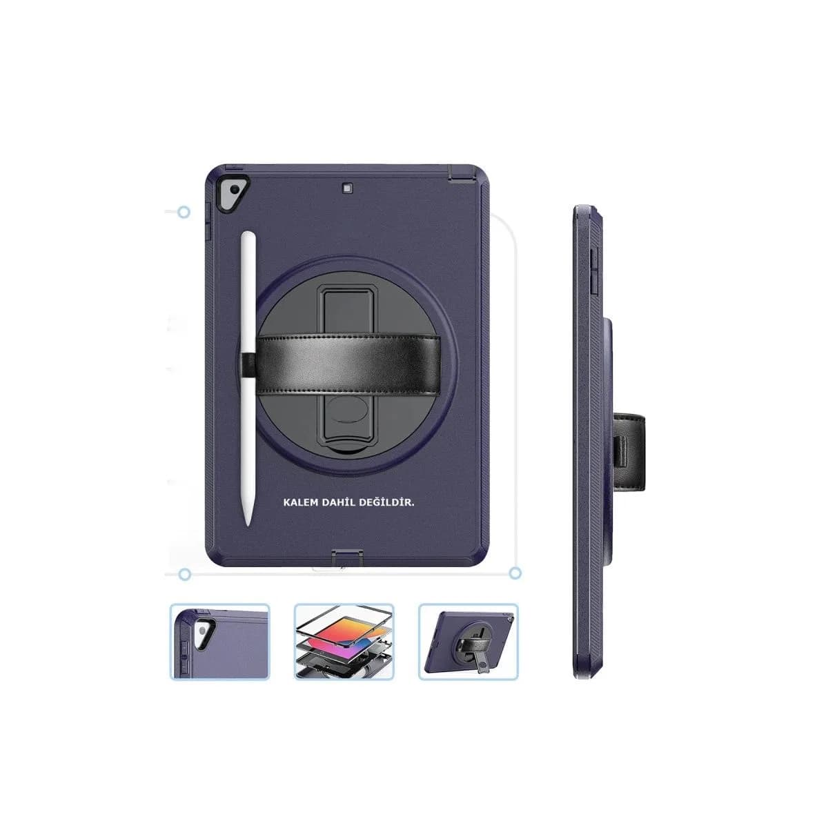 Apple İpad 10. 2 (7. nesil) Kılıf Hand Strap Tablet Kılıfı - Lacivert