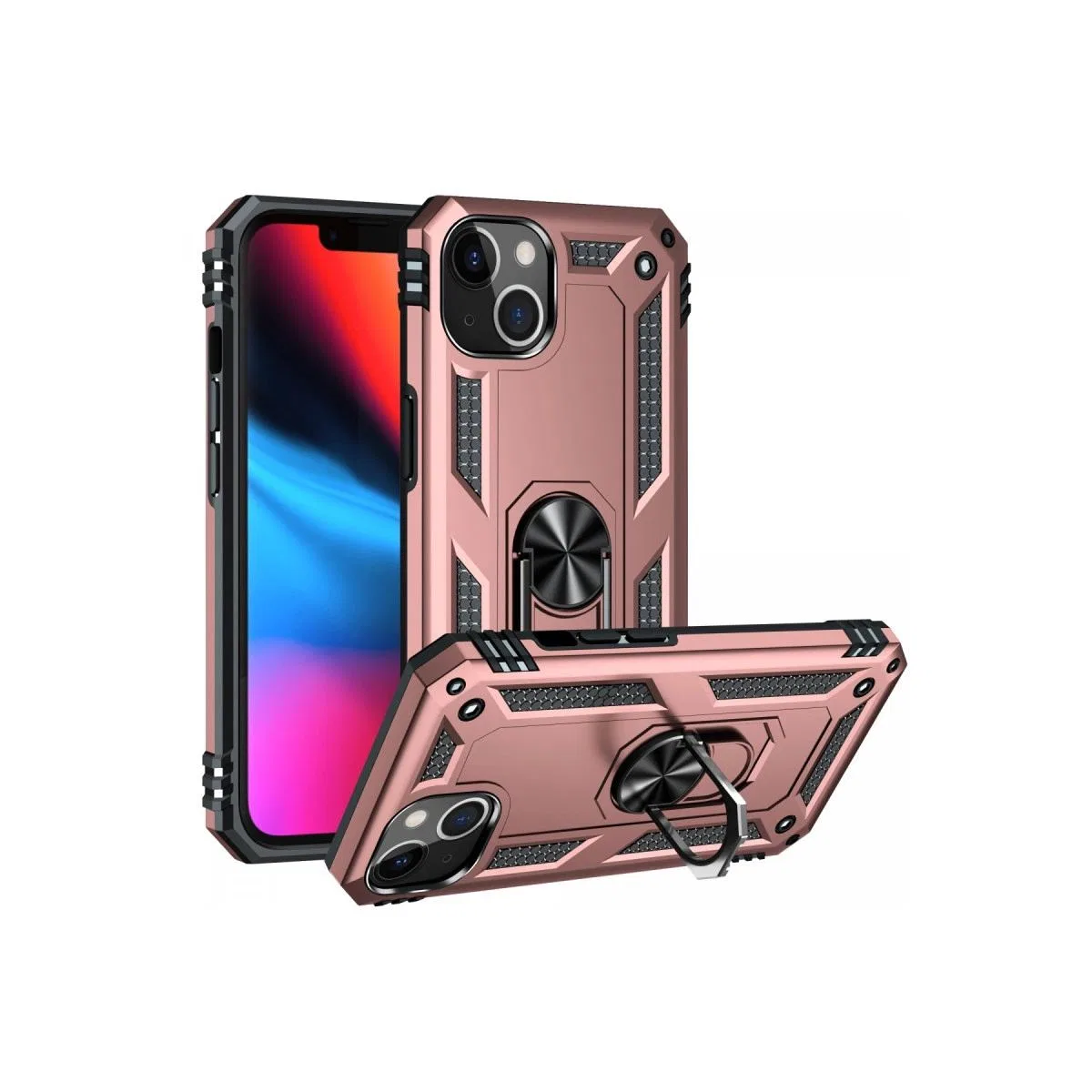 Apple İphone 14 Plus Kılıf Sofya Yüzüklü Silikon Kapak - Rose
