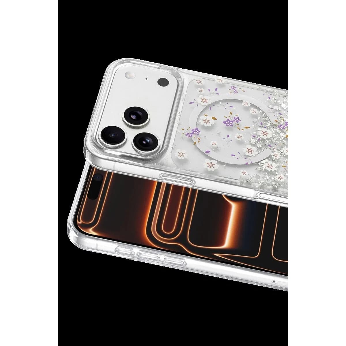 Onegif Apple İphone 17 Pro Max Misk Simli Magsafe Kapak - Desen 2