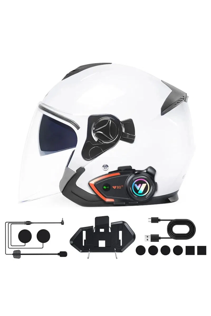 Yeni Model Y80-2x Motosiklet İntercom 2 Kişilik Bağlantı Rgb Işıklı Bluetooth Kulaklık Seti