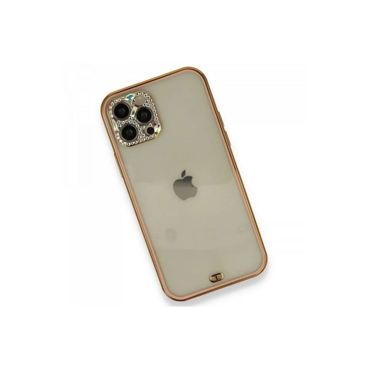 Apple İphone 12 Pro Kılıf Liva Taşlı Silikon - Pembe