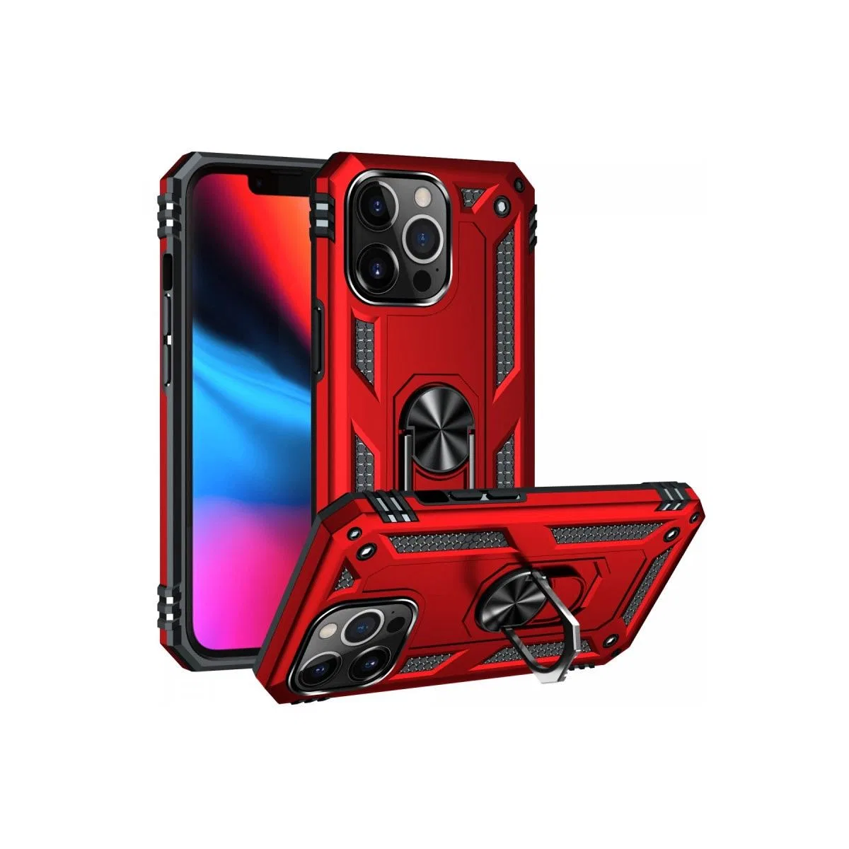 Apple İphone 14 Pro Kılıf Sofya Yüzüklü Silikon Kapak - Kırmızı
