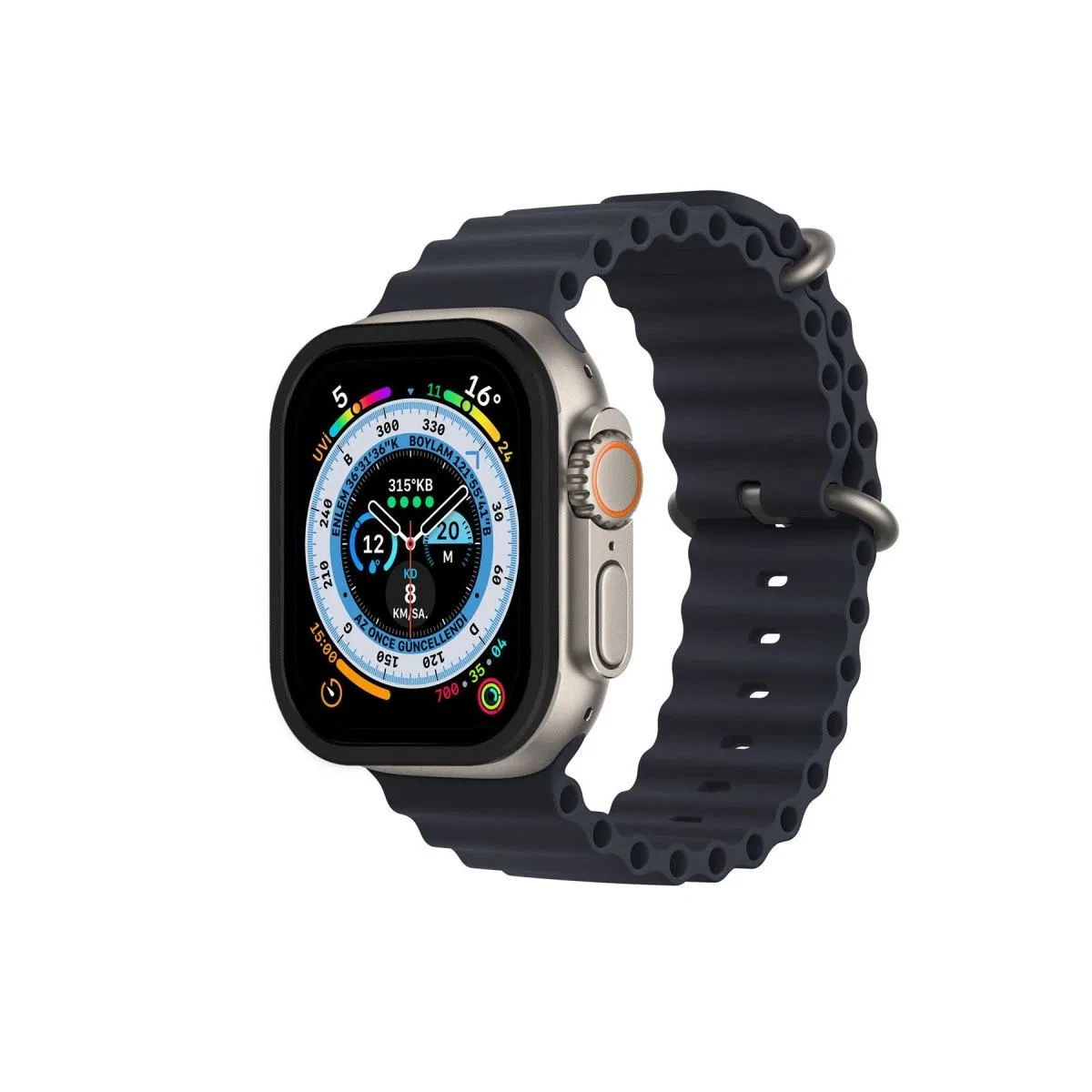 Apple Watch Ultra 49mm Alüminyum Kasa Cam Ekran Koruyucu - Siyah