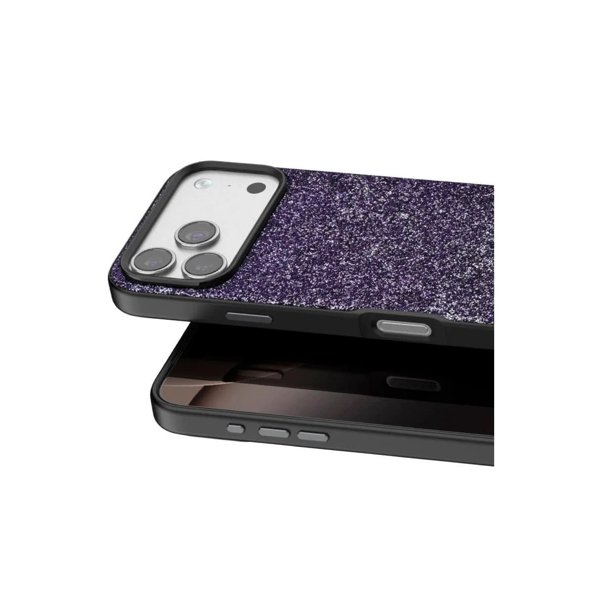 Onegif Apple İphone 17 Pro Bright Simli Kapak - Derin Mor