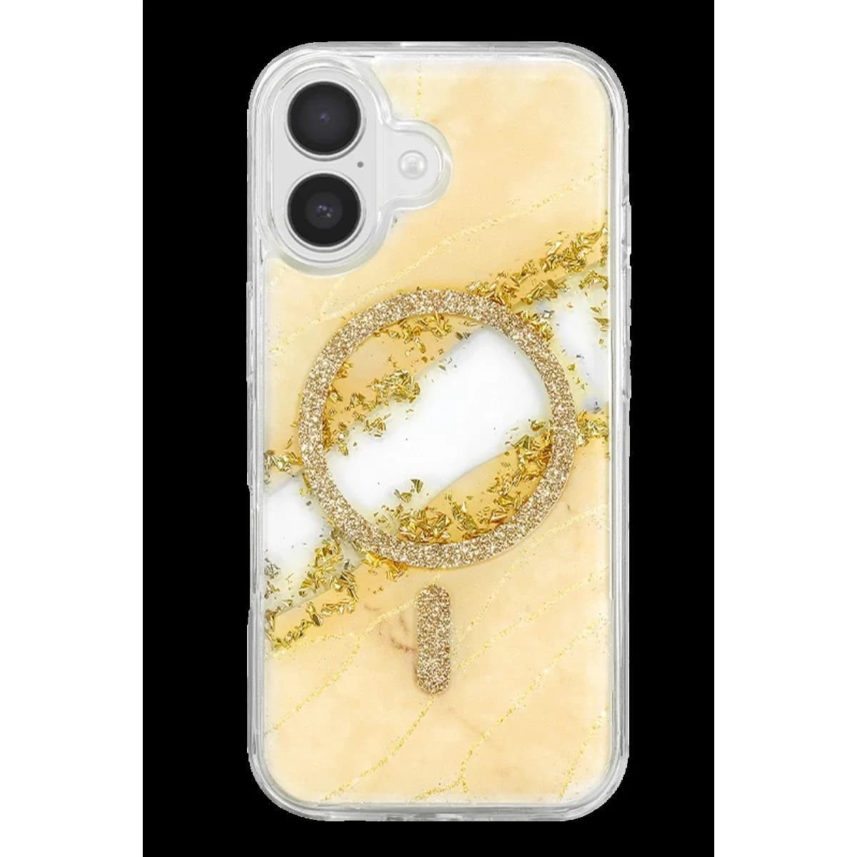 Onegif Apple İphone 16 Lotus Simli Magsafe Kapak - Gümüş
