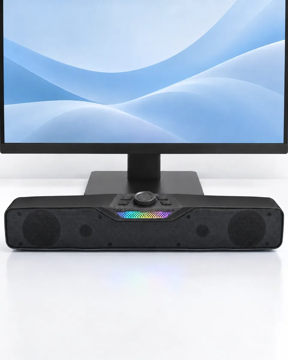 Döner Kontrol Düğmeli RGB Işıklı Bluetooth 5. 4 Hoparlör Type C Şarj Girişli Siyah