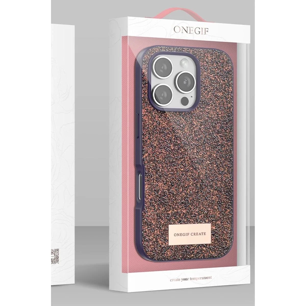 Onegif Apple İphone 16 Pro Max Bright Simli Kapak - Siyah