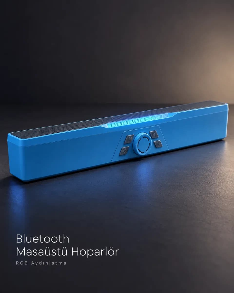 Döner Kontrol Düğmeli Bluetooth 5. 4 Kablosuz Hoparlör 6 W RGB Işıklı Mavi