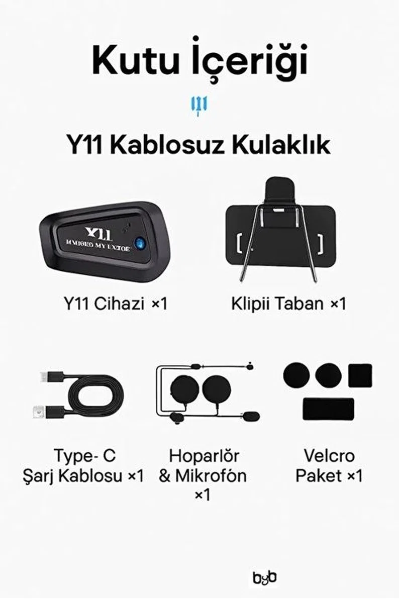 Y11 Bluetooth Kulaklık Mikrofonlu Motosiklet Kulaklığı İntercom Bt 5. 3