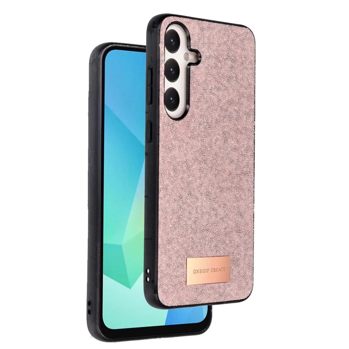 Onegif Samsung Galaxy A56 Bright Simli Kapak - Pembe