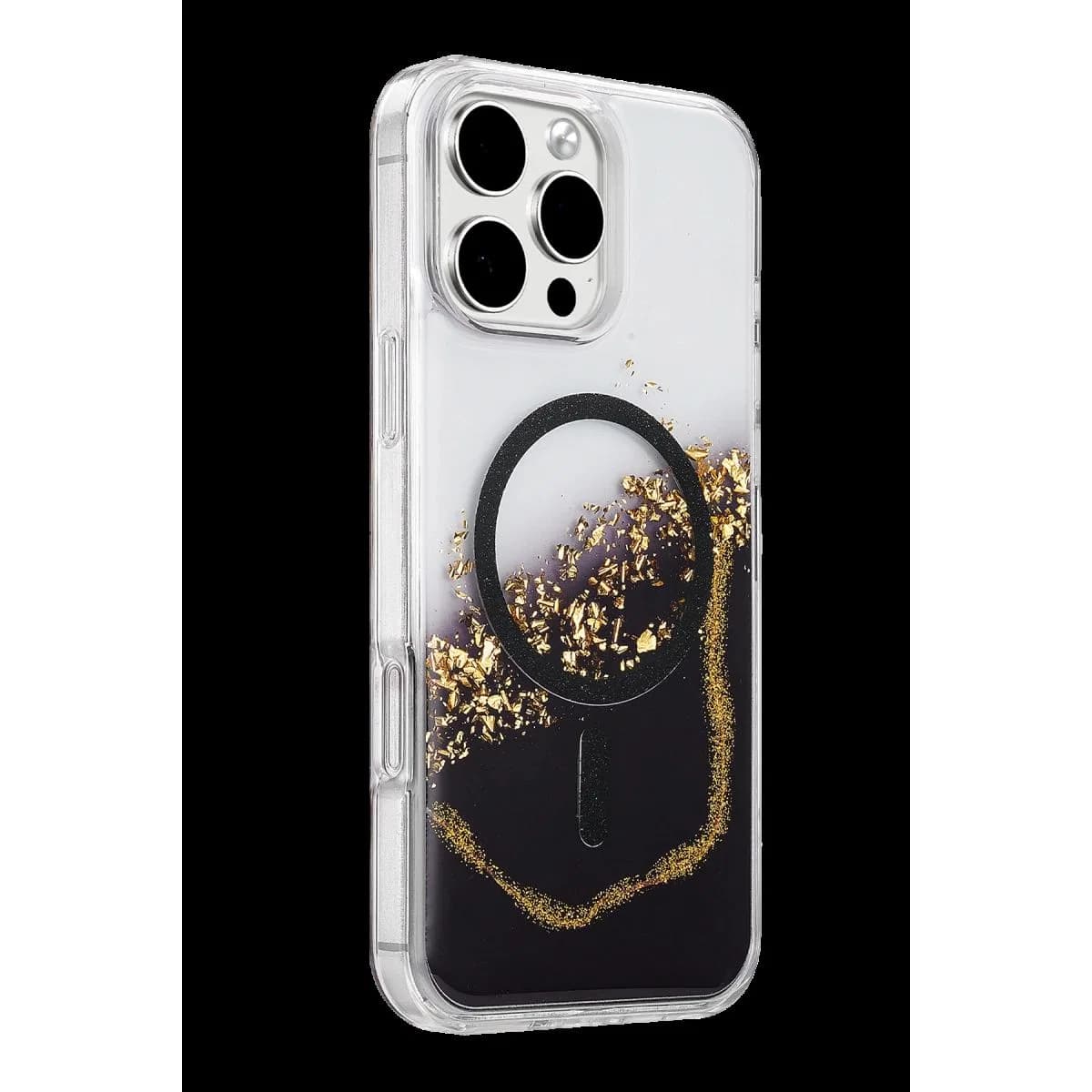 Onegif Apple İphone 16 Pro Max Lotus Simli Magsafe Kapak - Siyah
