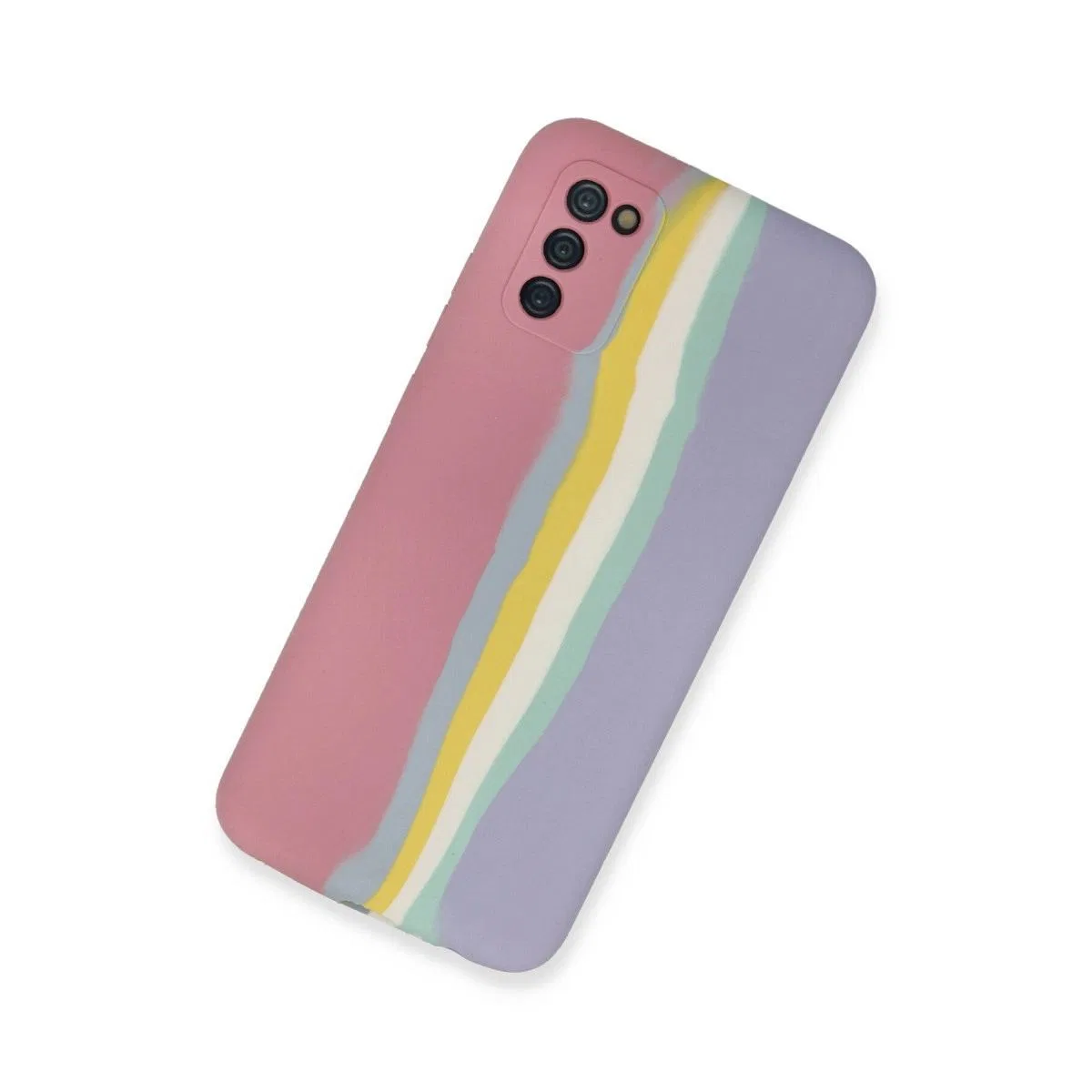 Samsung Galaxy A03s Kılıf Ebruli Lansman Silikon - Pembe-lila