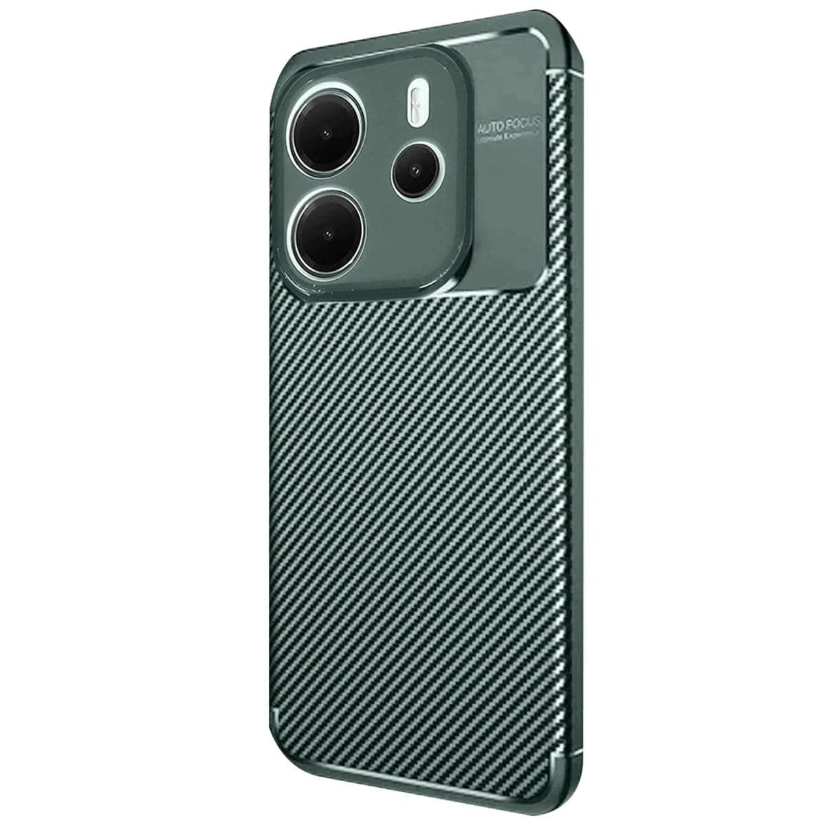 Xiaomi Redmi Note 14 4g Kılıf Auto Focus Karbon Kapak - Koyu Yeşil