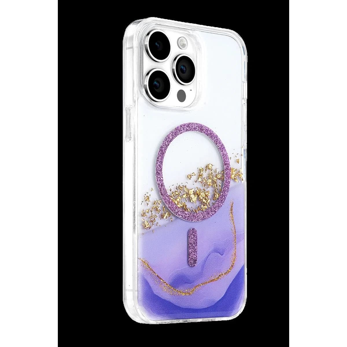 Onegif Apple İphone 14 Pro Max Lotus Simli Magsafe Kapak - Mor