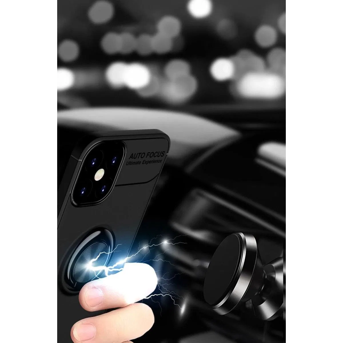 Apple İphone 12 Mini Kılıf Range Yüzüklü Silikon - Siyah-kırmızı