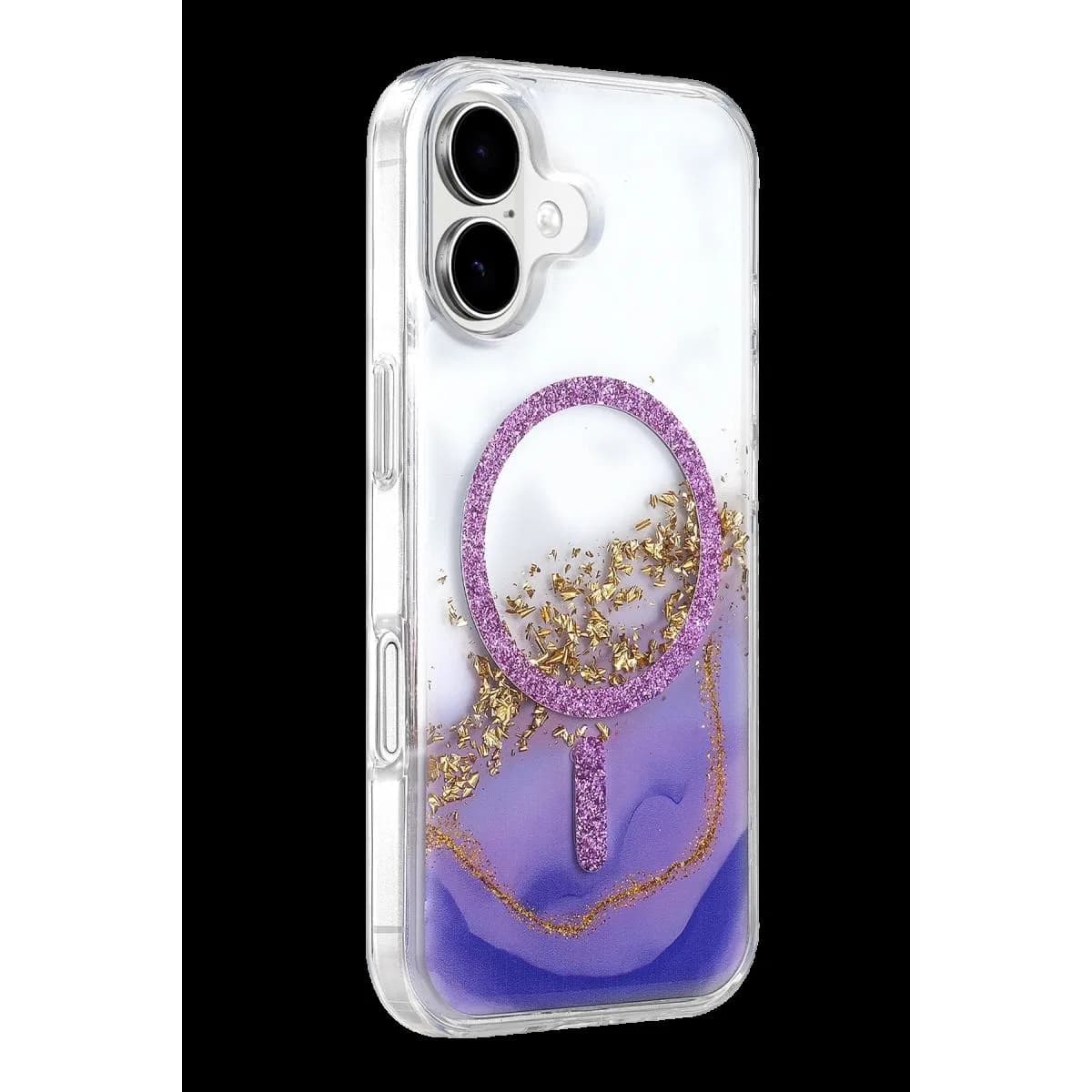 Onegif Apple İphone 16 Lotus Simli Magsafe Kapak - Mor