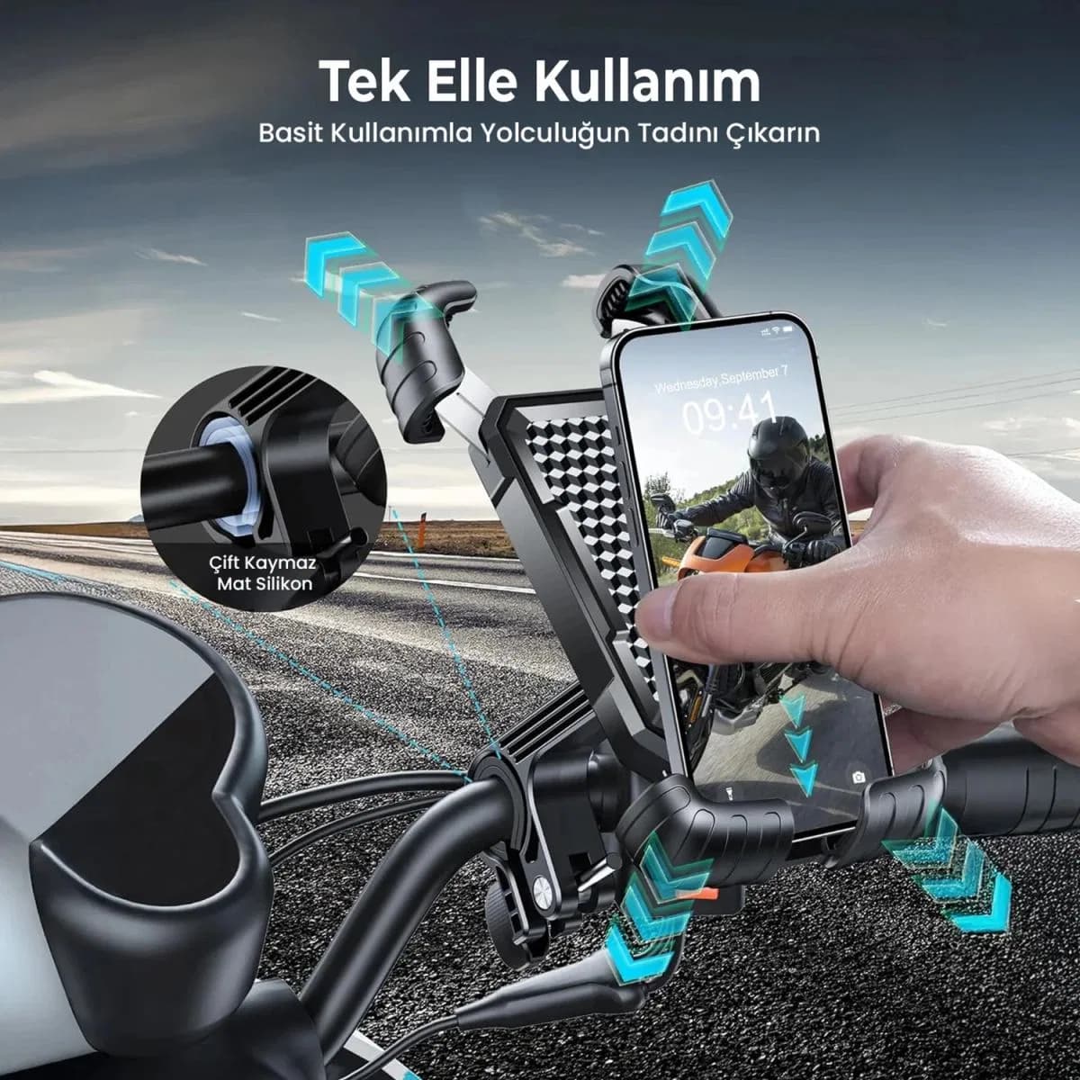360° Derece Ayarlanabilen Gidon Bağlantılı Bisiklet Motosiklet İçin Abs 4-7. 8″ İnç Telefon Tutucu