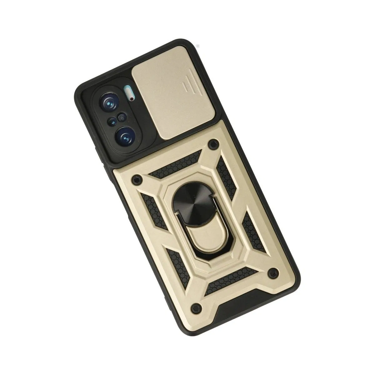 Xiaomi Poco F3 Kılıf Pars Lens Yüzüklü Silikon - Gold