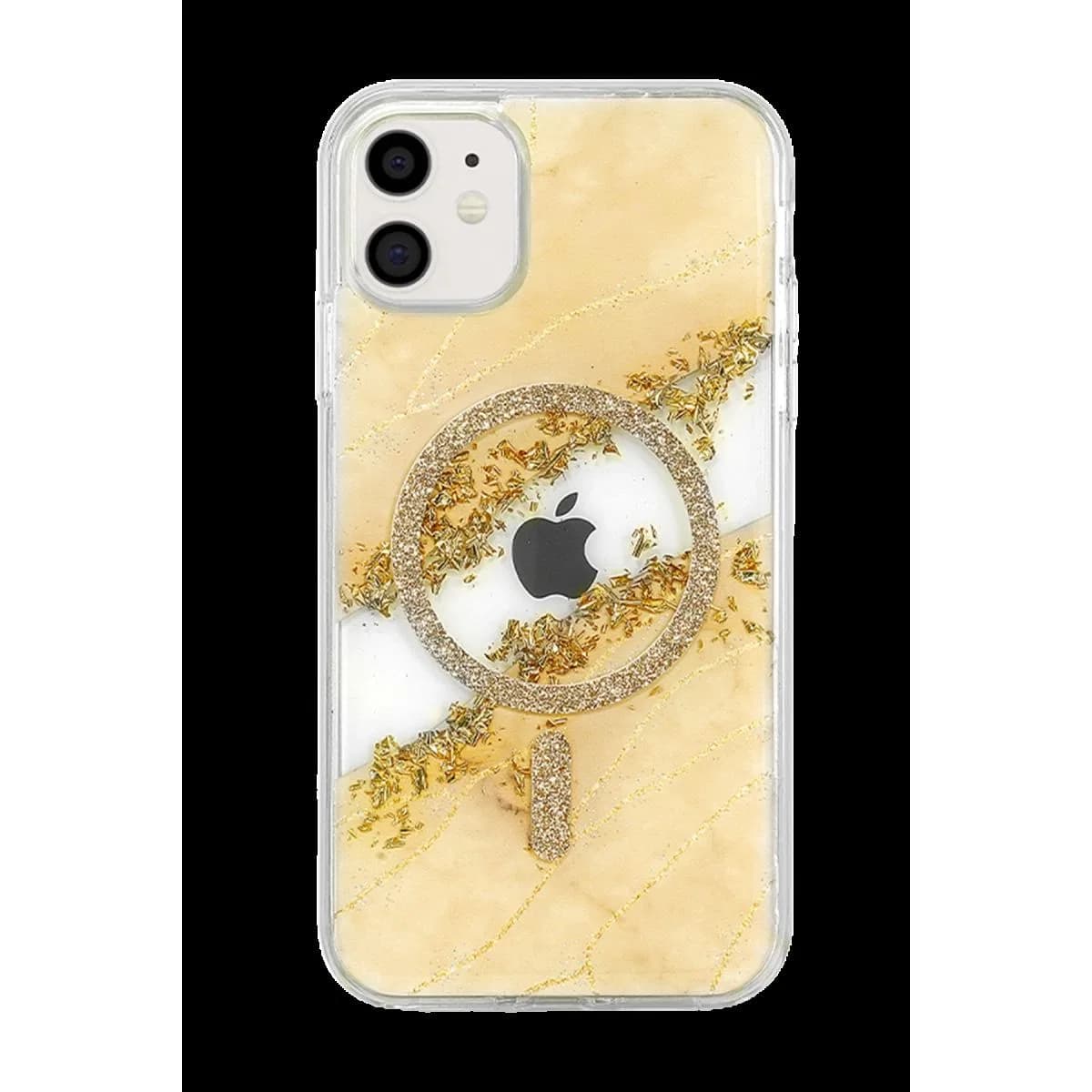 Onegif Apple İphone 11 Lotus Simli Magsafe Kapak - Gümüş