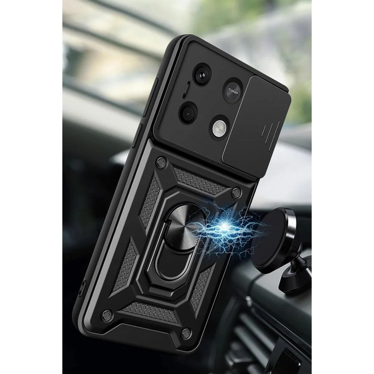 Xiaomi Poco M6 Pro 4g Kılıf Pars Lens Yüzüklü Silikon - Gümüş