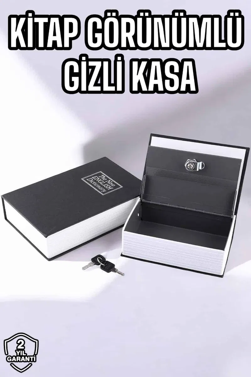 Büyük Boy Anahtarlı Kitap Görünümlü Gizli Kasa Çelik Kasa Altın Kasası