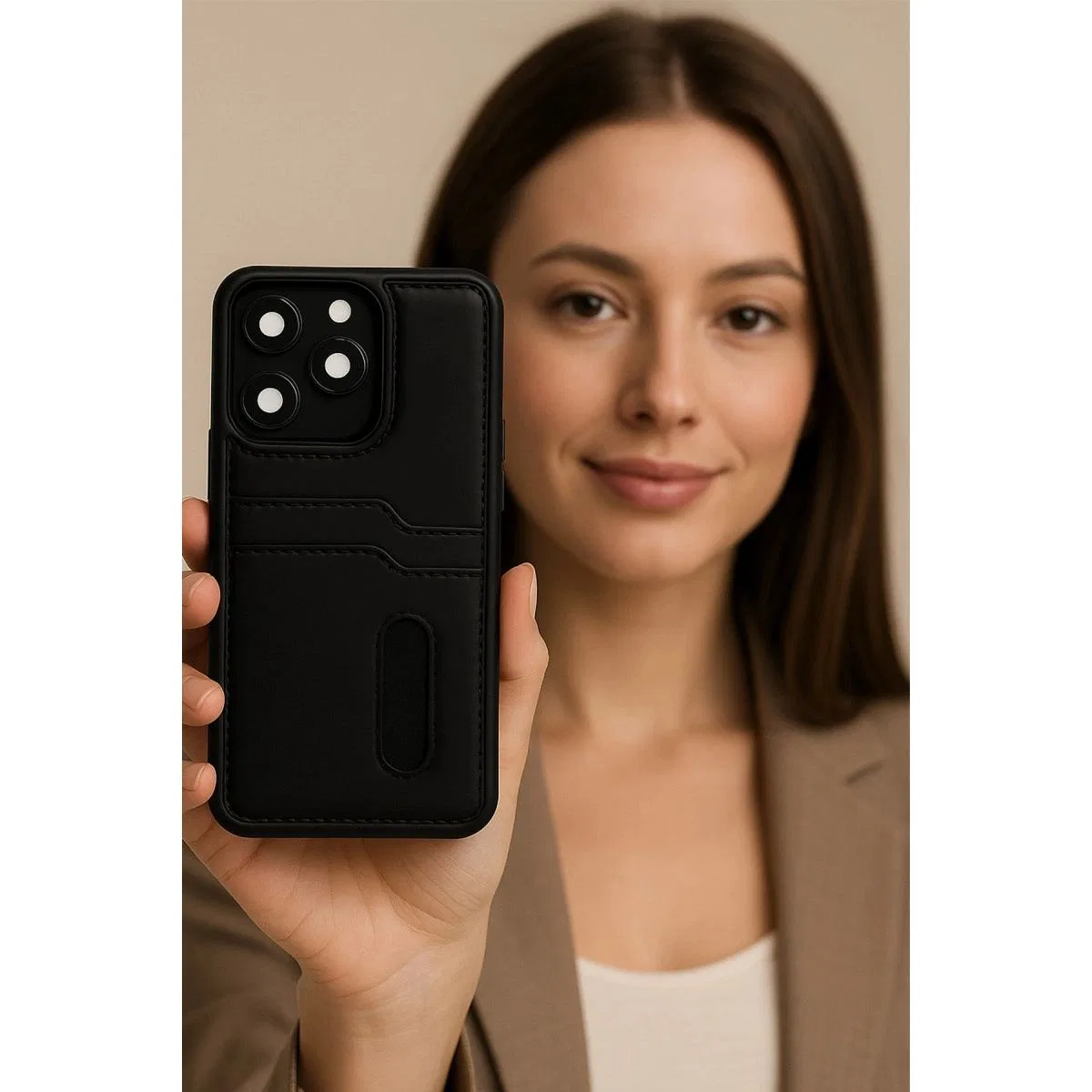 Xiaomi Redmi Note 14 4g Kılıf Sara Kartvizitli Deri Kılıf - Siyah