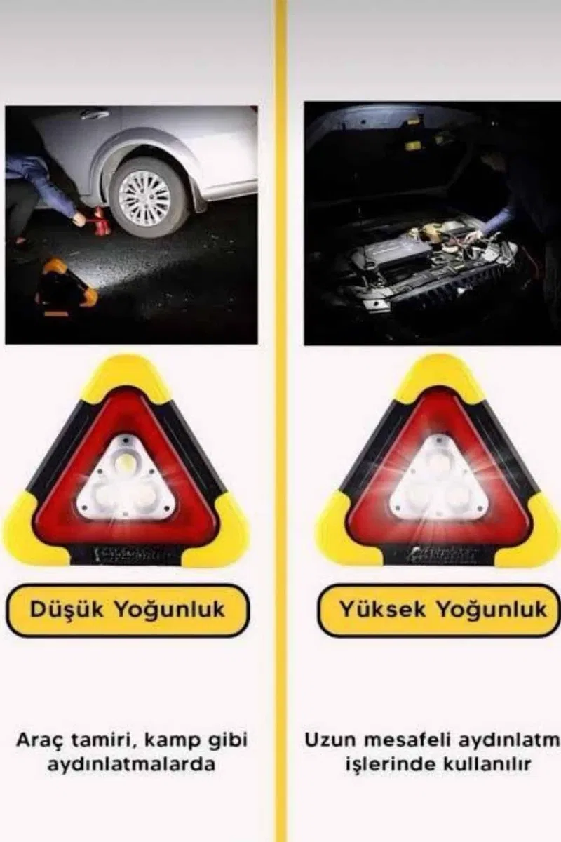 Solar Şarjlı Çok Fonksiyonlu Reflektör Işıklı Ikaz Lambası Acil Durum Reflektörü Acil Durum Uyarı Lambası