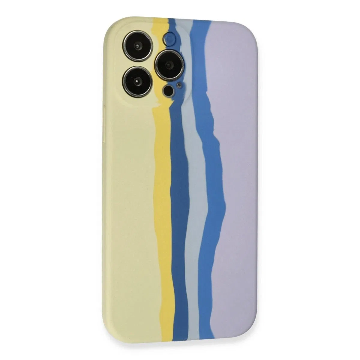 Apple İphone 13 Pro Kılıf Ebruli Lansman Silikon - Sarı-lila