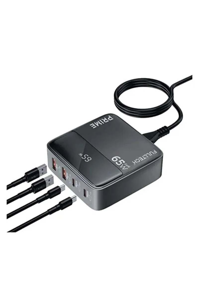 65w Masaüstü 4 Portlu Hızlı Şarj Cihazı İstasyonu 2xusb-a, 2xtype-c Giriş, 1, 5 Mt. Kablo