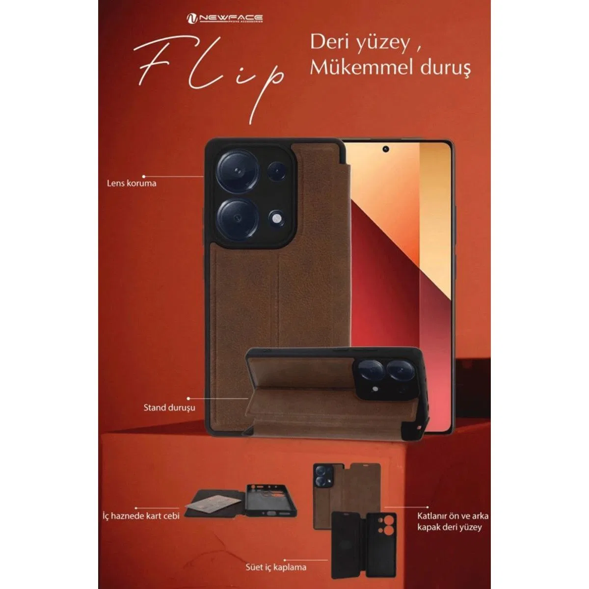 Samsung Galaxy A26 Kılıf Flip Cover - Kırmızı