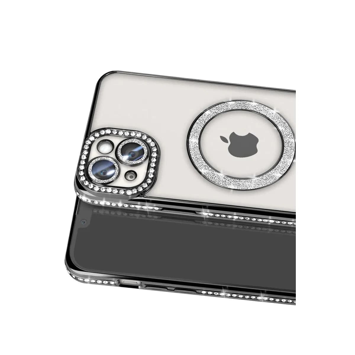 Apple İphone 15 Kılıf Joke Simli Magneticsafe Kılıf - Siyah