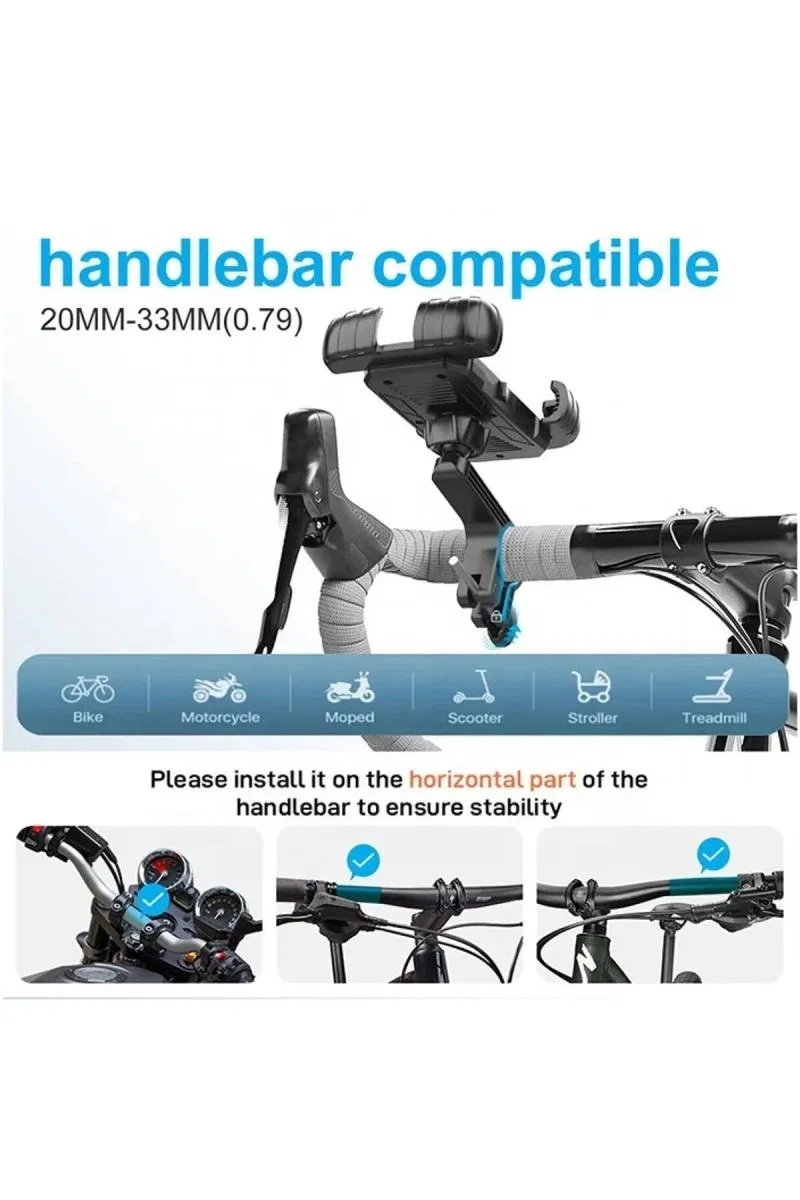 360° Derece Ayarlanabilen Gidon Bağlantılı Bisiklet Motosiklet İçin Abs 4-7. 8″ İnç Telefon Tutucu
