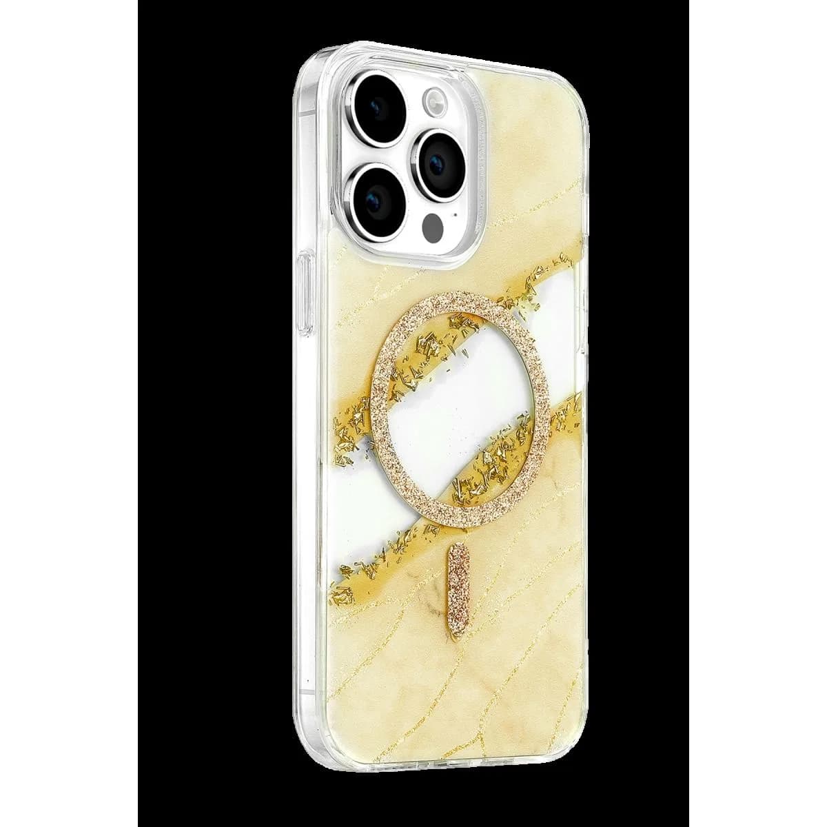 Onegif Apple İphone 14 Pro Max Lotus Simli Magsafe Kapak - Gümüş