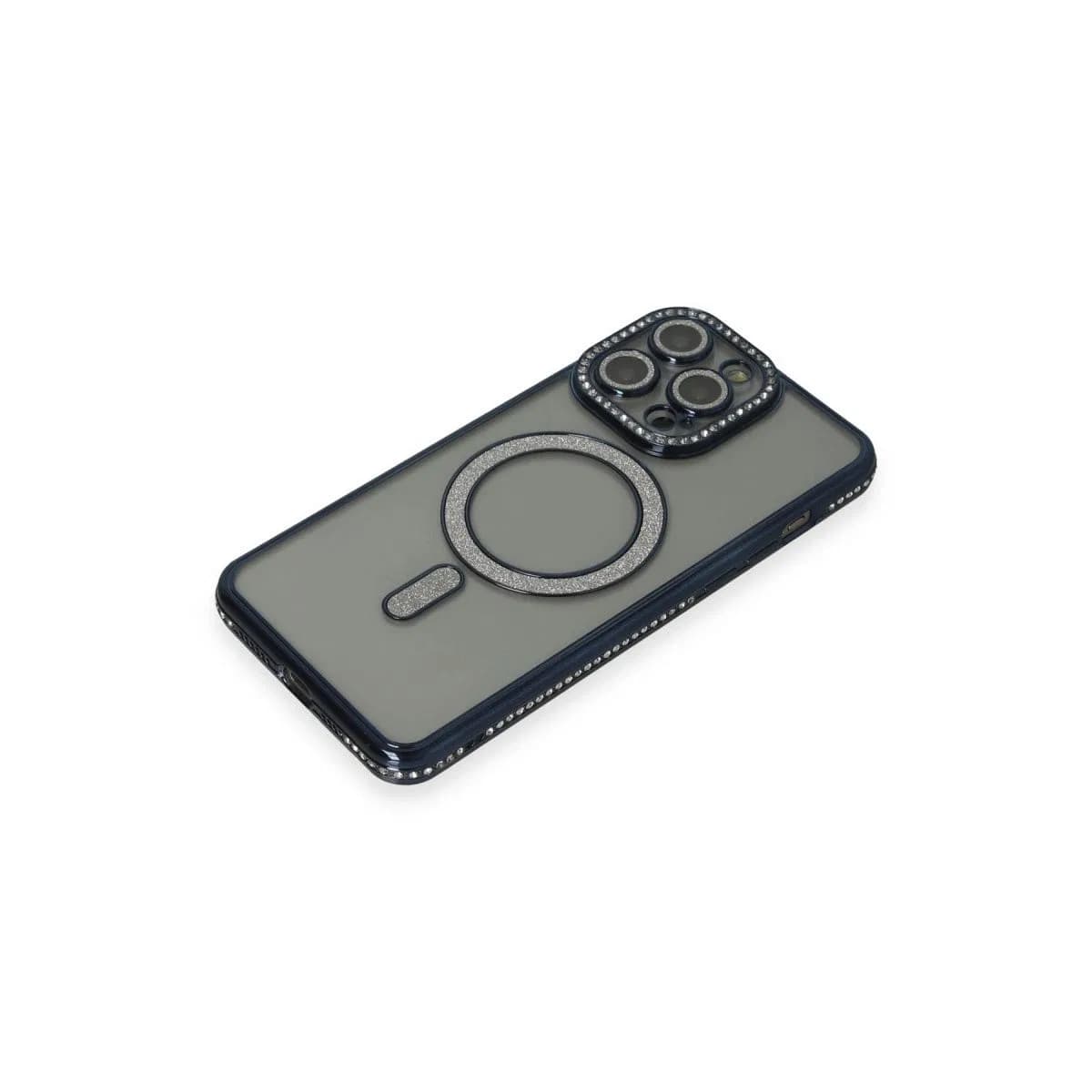 Apple İphone 14 Pro Kılıf Joke Simli Magneticsafe Kılıf - Lacivert