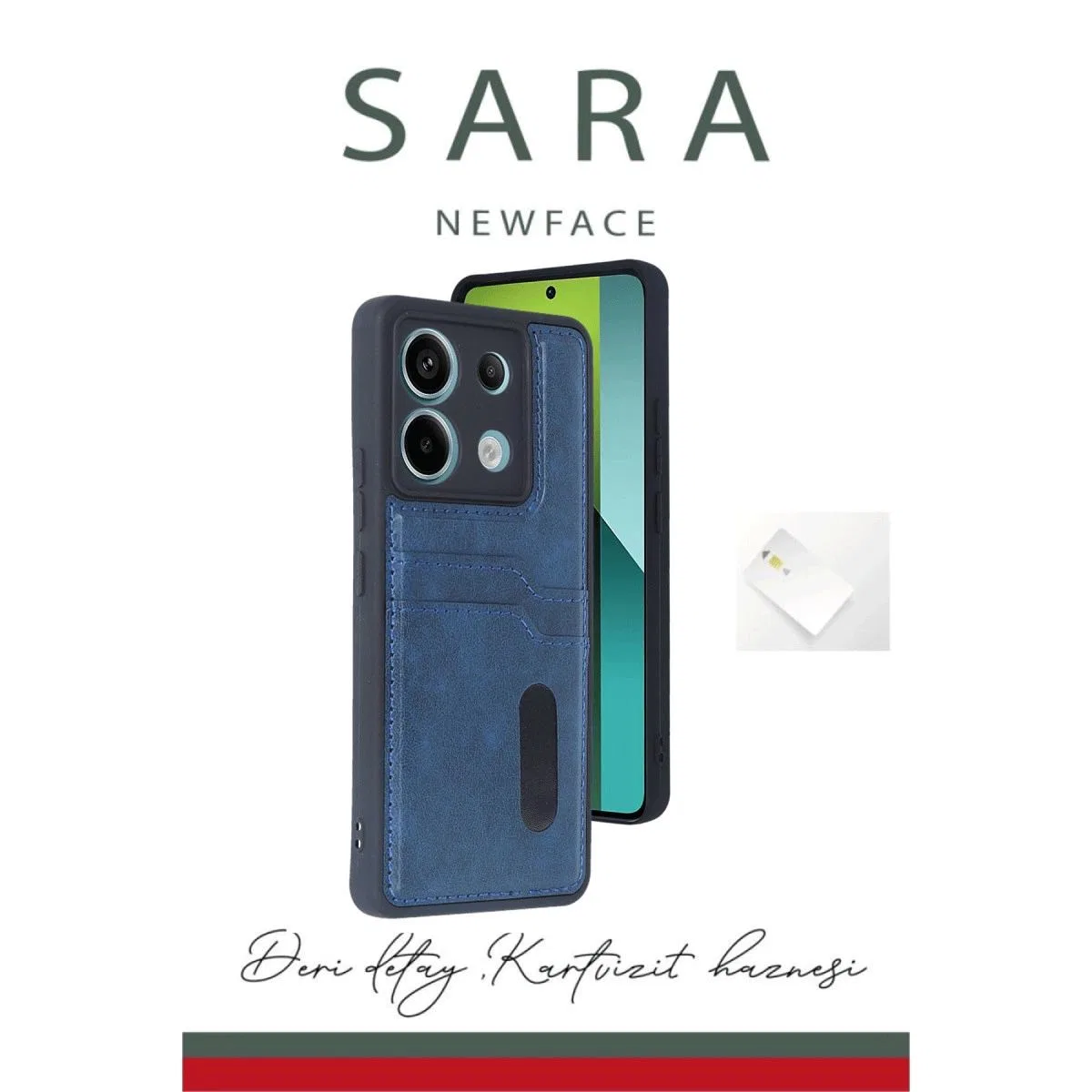 Xiaomi Redmi Note 13 Pro 4g Kılıf Sara Kartvizitli Deri Kılıf - Lacivert